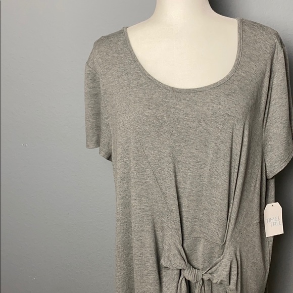 TIME & True Gray Tie Front Tee - Picture 2 of 9